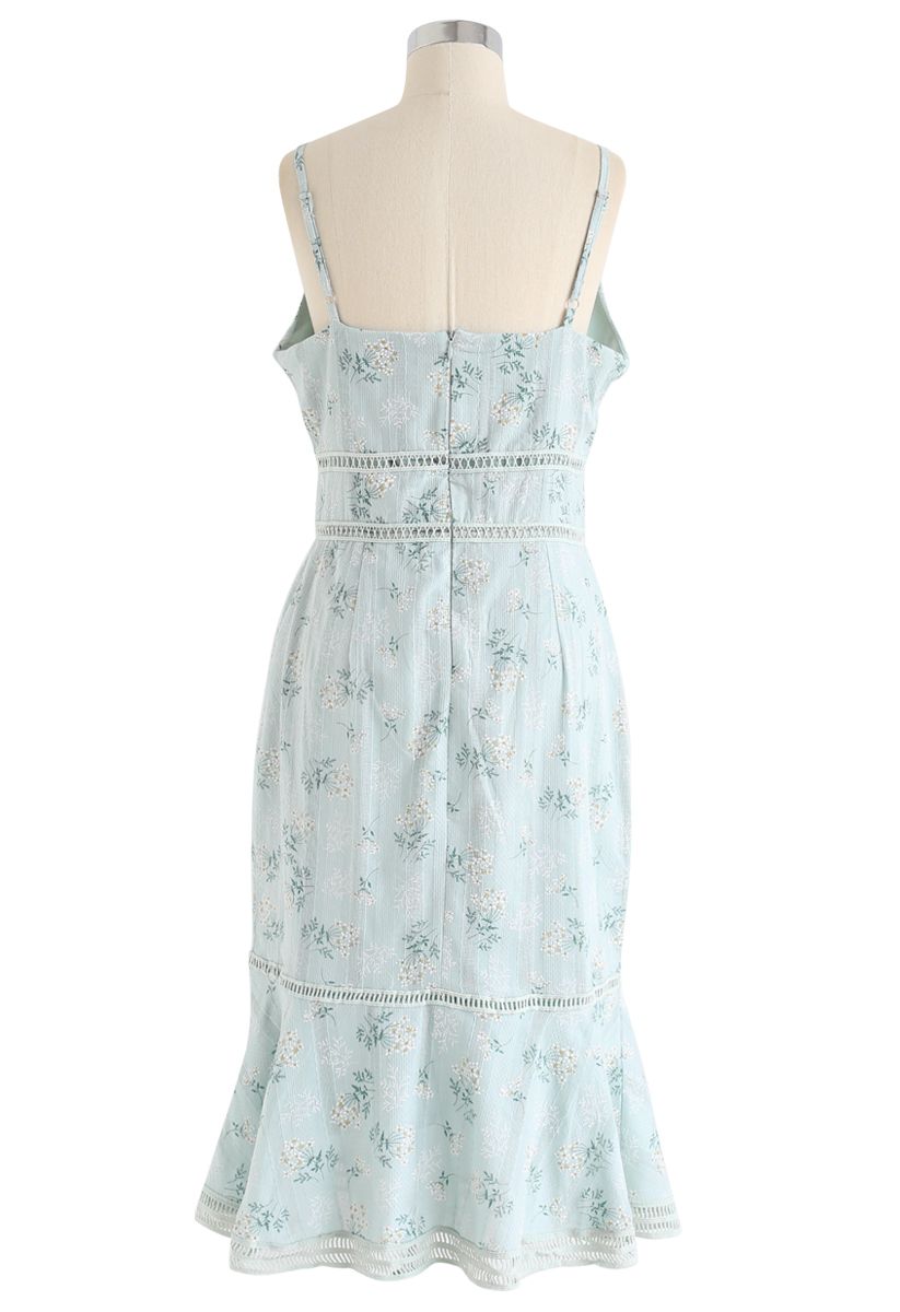 Bouquet Printed Stripe Embossed Bodycon Cami Dress in Mint - Retro ...