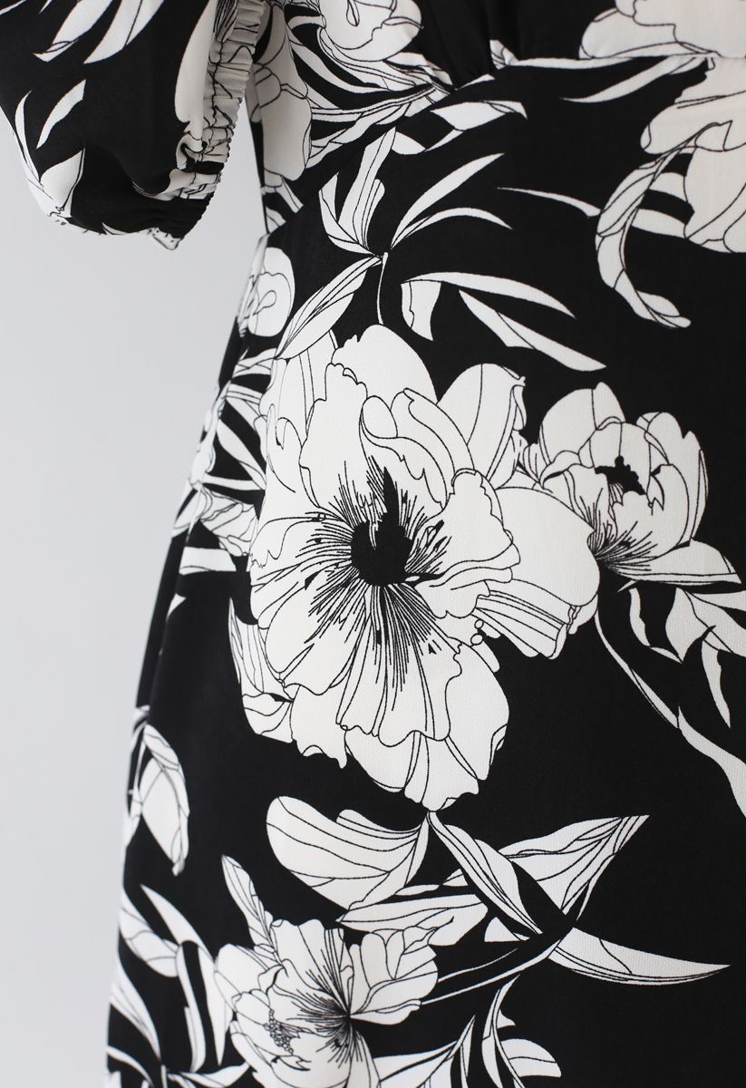Retro Blossom Hi-Lo Dress in Black - Retro, Indie and Unique Fashion