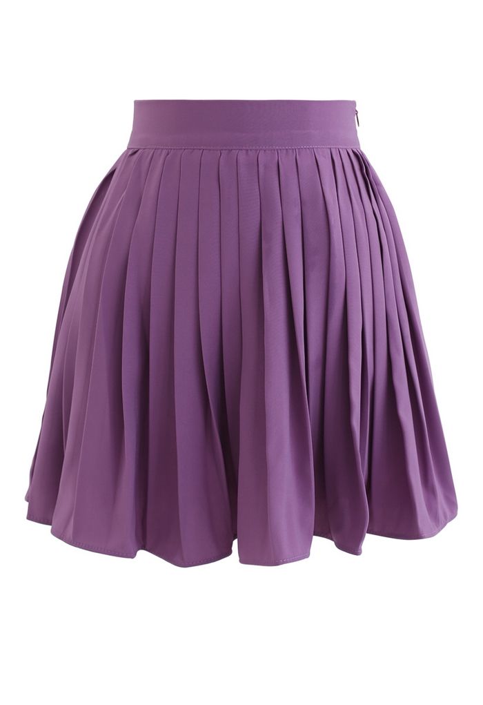 Pleated Skater Skirt in Purple