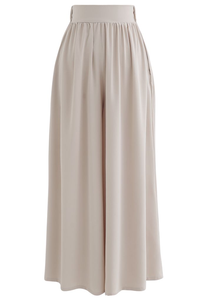 Flowy Satin Flare Leg Pockets Pants in Cream - Retro, Indie and Unique ...