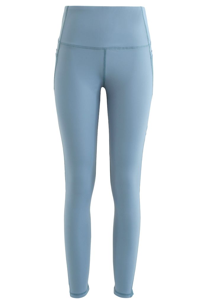 Mesh Pockets High Rise Seam Detail Ankle-Length Leggings in Blue - Retro,  Indie and Unique Fashion