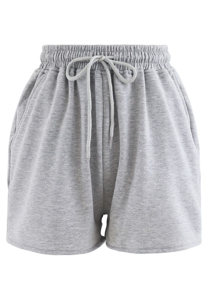 Drawstring Off-Shoulder Crop Top and Shorts Set in Grey - Retro, Indie ...