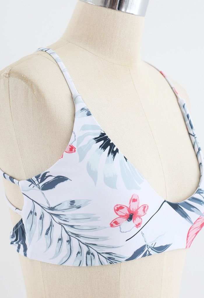 Leaf Print Open Back Bikini Set in Black - Retro, Indie and Unique Fashion