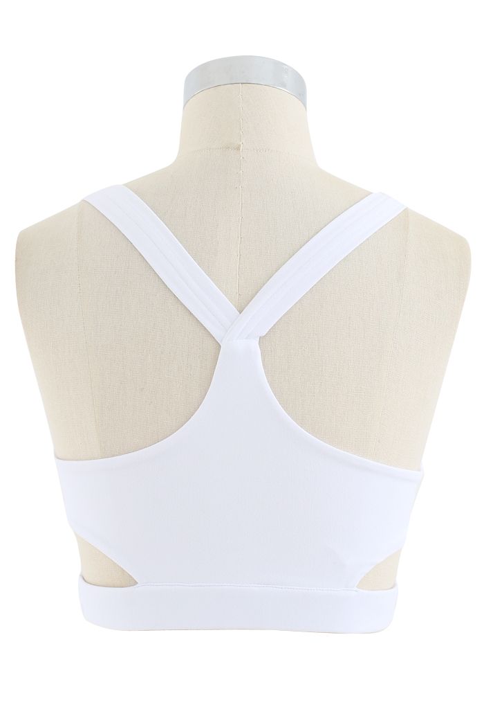 Wrap Design Low-Impact Sports Bra in White - Retro, Indie and