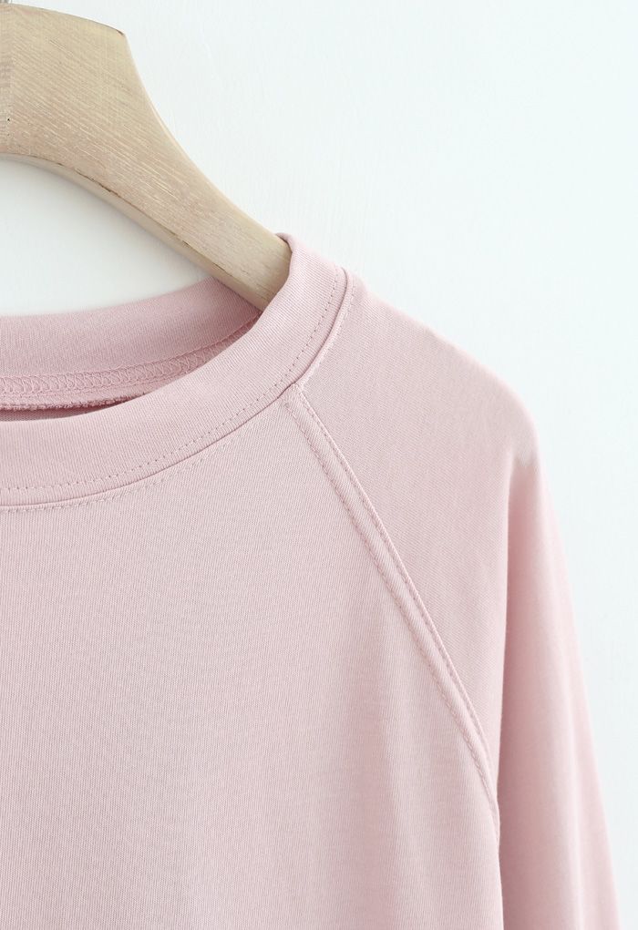 Long Sleeves Loose Pullover Sweatshirt in Pink - Retro, Indie and ...