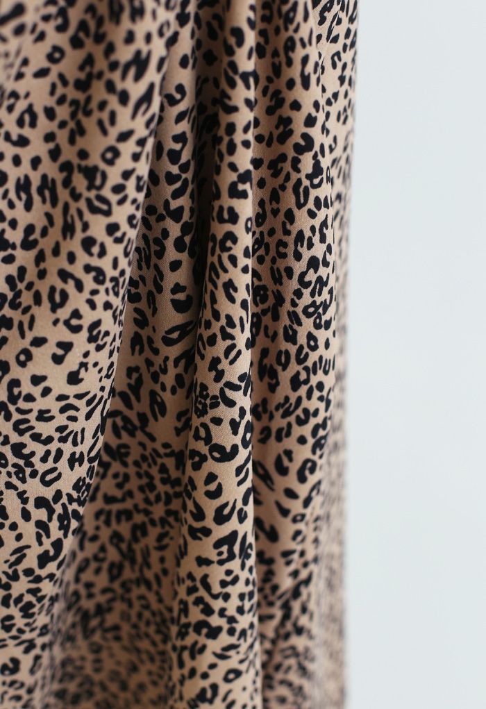 Animal Print Side Ruched Midi Skirt in Caramel - Retro, Indie and ...