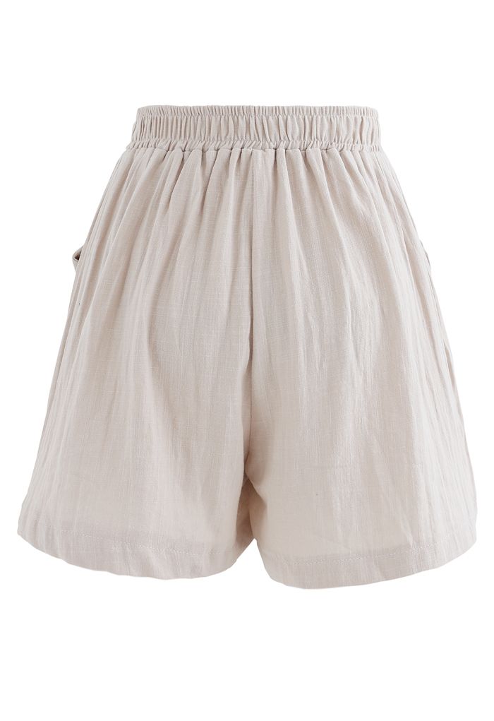 Pintuck Front Pockets Cotton Shorts in Linen - Retro, Indie and Unique ...
