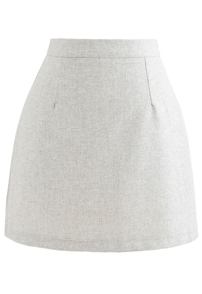 Wool-Blended Bud Mini Skirt in Ivory