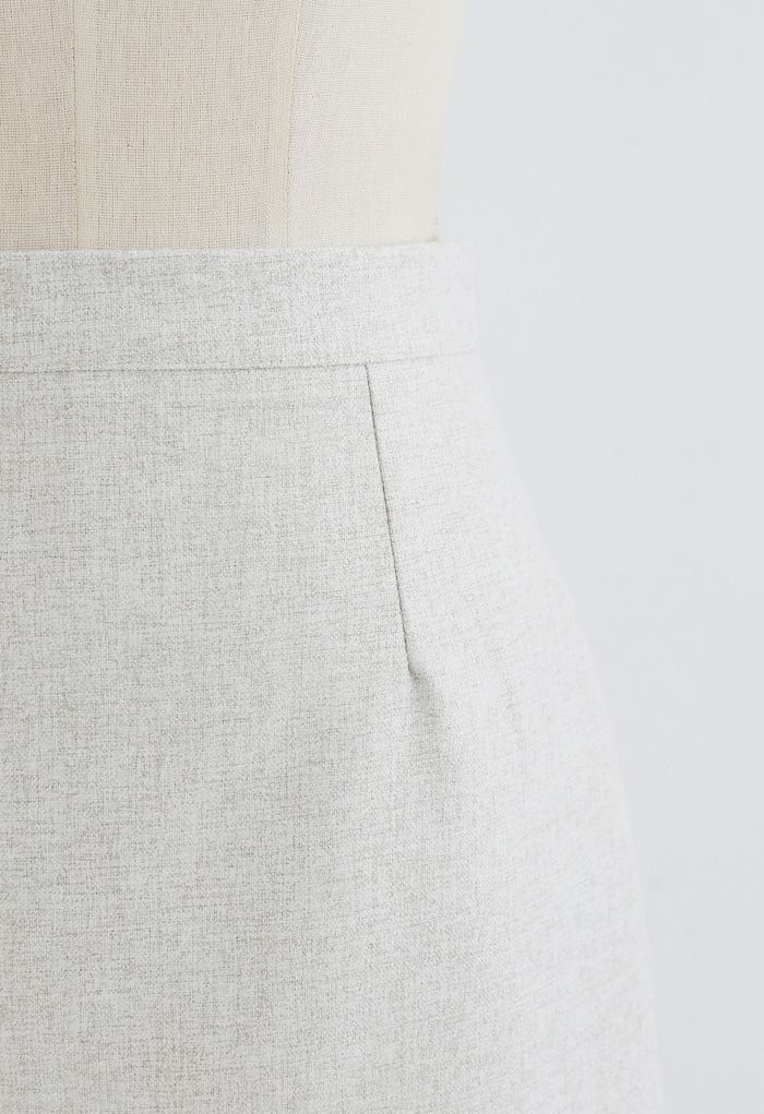 Wool-Blended Bud Mini Skirt in Ivory