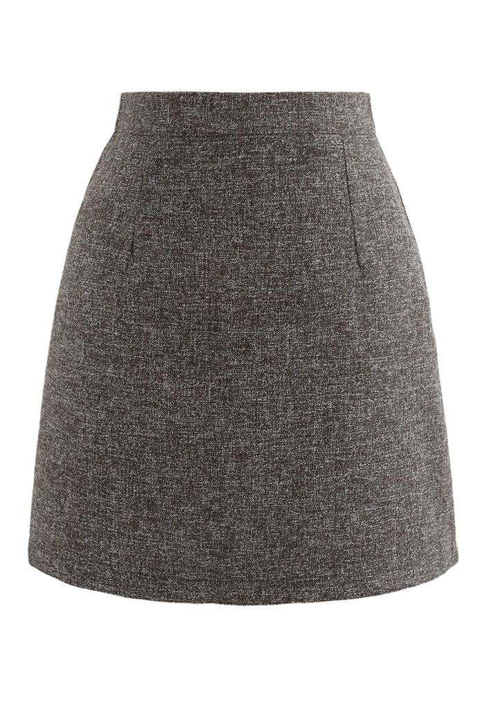 Wool-Blended Bud Mini Skirt in Army Green - Retro, Indie and Unique Fashion