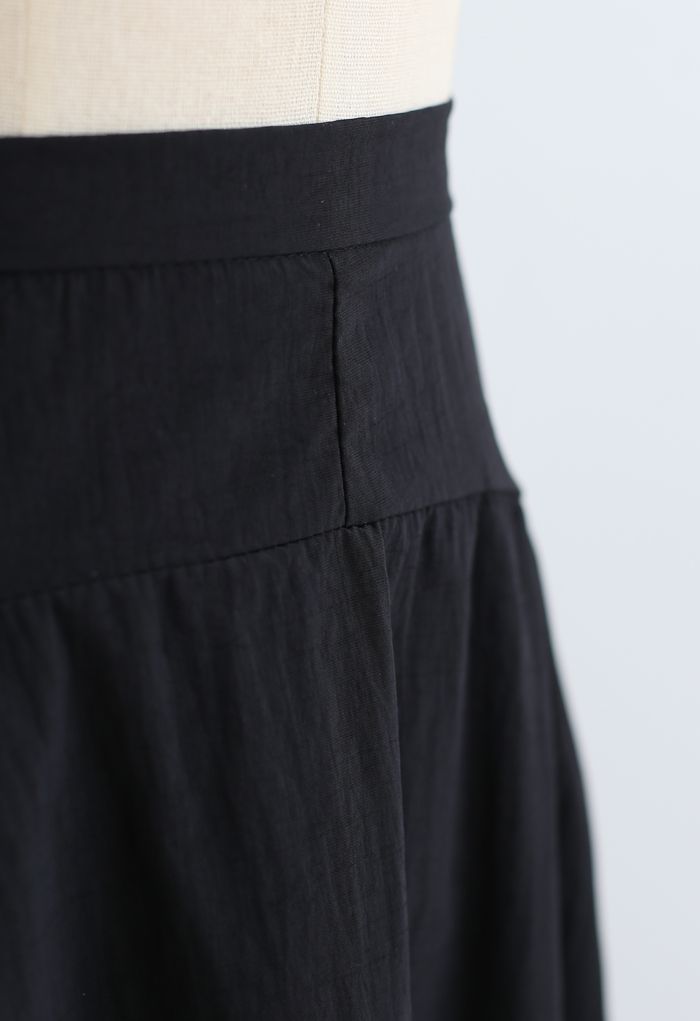 A-Line Asymmetric Flare Hem Midi Skirt in Black - Retro, Indie and ...