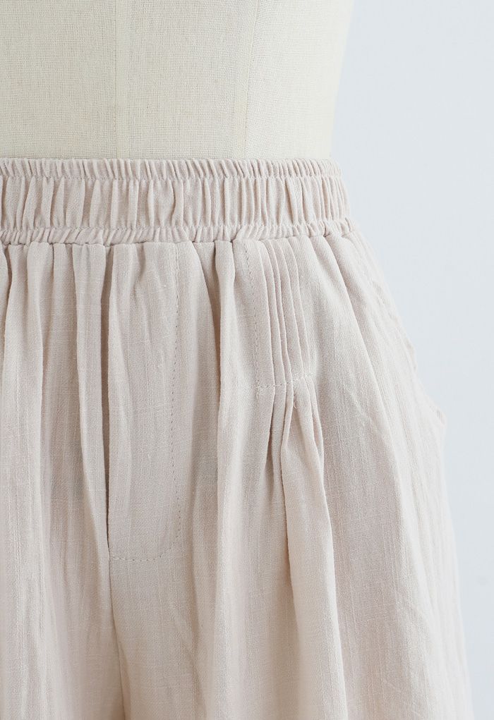 Pintuck Front Pockets Cotton Shorts in Linen - Retro, Indie and Unique ...