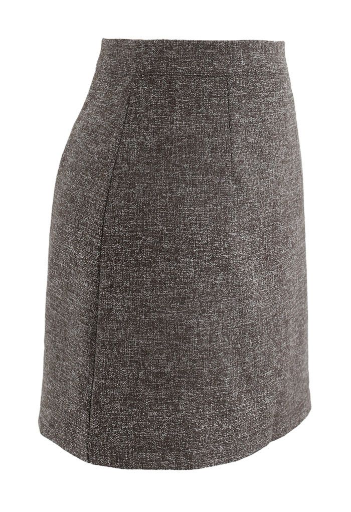 Wool-Blended Bud Mini Skirt in Army Green - Retro, Indie and Unique Fashion