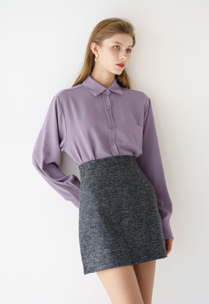 Basic Softness Hi-Lo Shirt in Purple - Retro, Indie and Unique Fashion