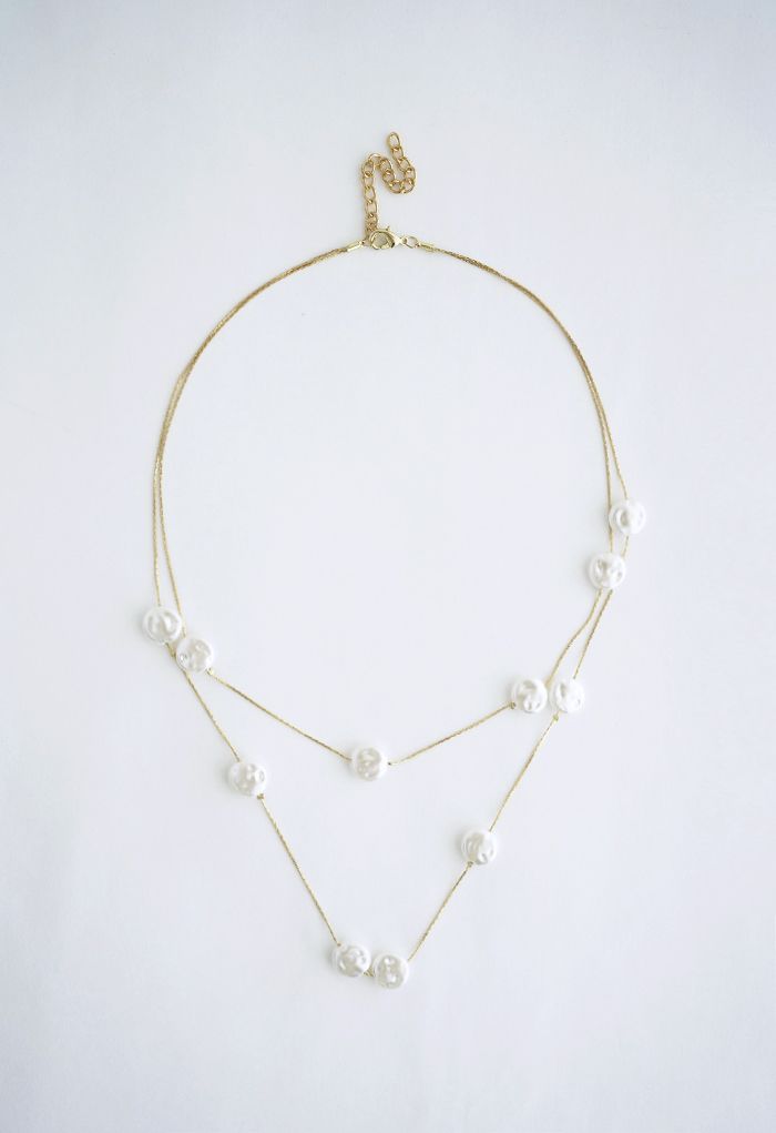 Coin Pearl Double-Layered Chain Necklace - Retro, Indie and Unique Fashion