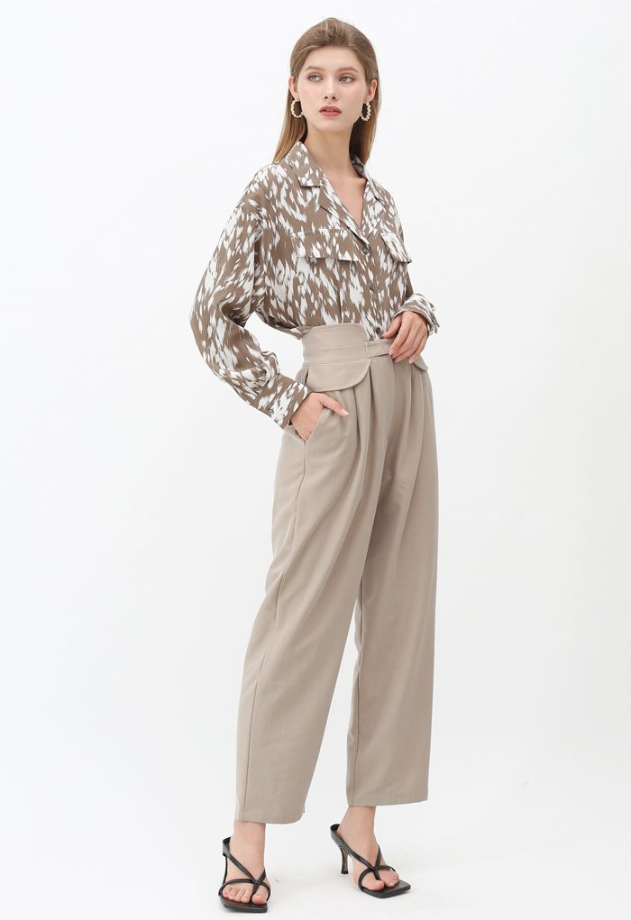 High-Waisted Tapered Pants in Sand - Retro, Indie and Unique Fashion