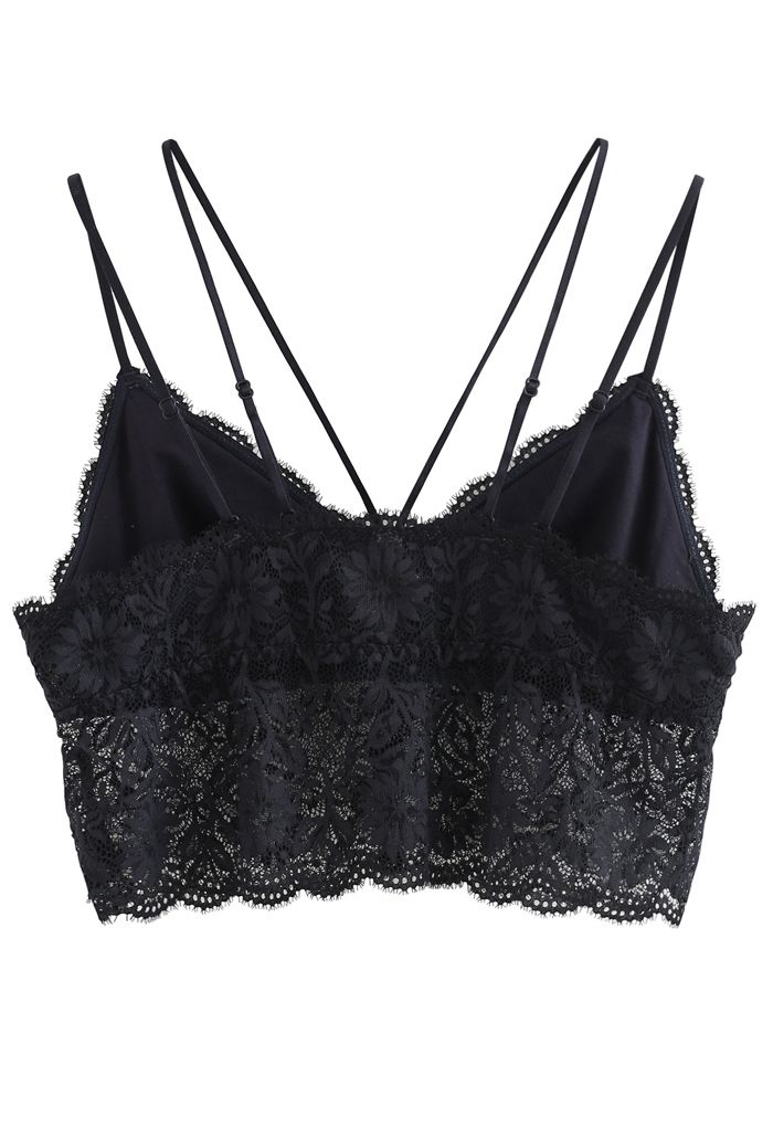 Strappy Full Lace Button Down Bustier Top in Black - Retro, Indie and ...