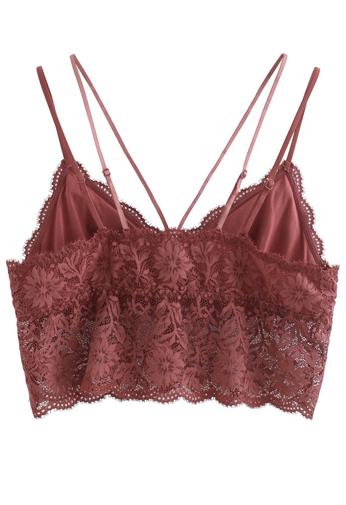 Strappy Full Lace Button Down Bustier Top in Wine - Retro, Indie and ...