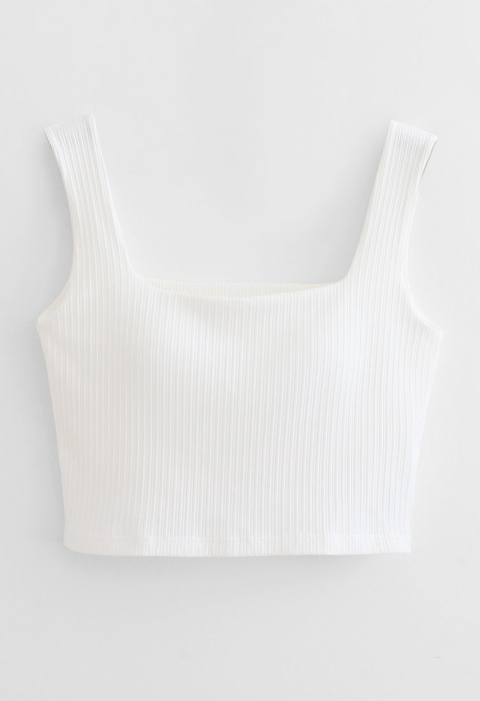 Simple Lines Bandeau Tank Top in White - Retro, Indie and Unique Fashion
