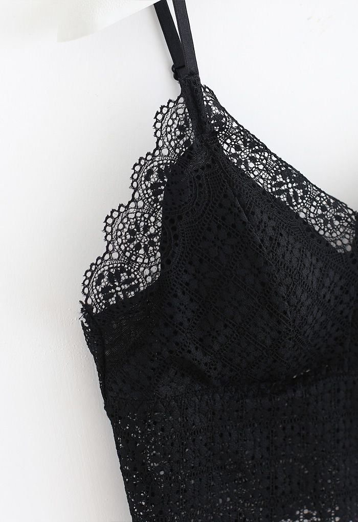 Floret Lace Cami Bustier Top in Black - Retro, Indie and Unique Fashion