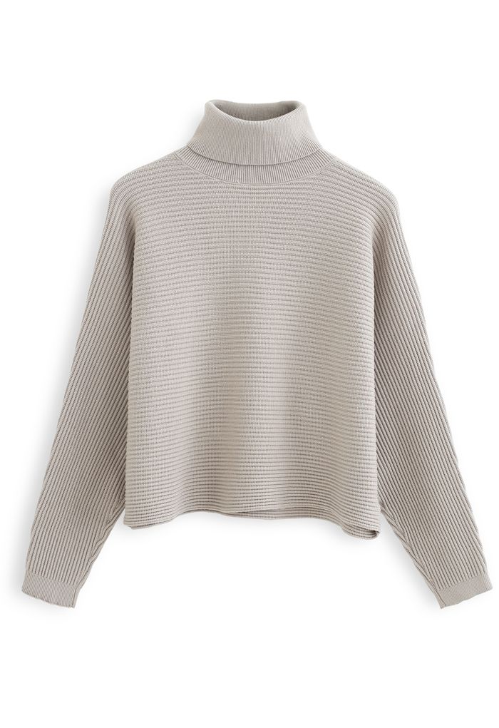 Basic Rib Knit Cowl Neck Crop Sweater in Sand - Retro, Indie and Unique ...
