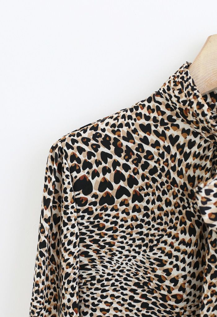 Bowknot Leopard Print Chiffon Shirt - Retro, Indie and Unique Fashion