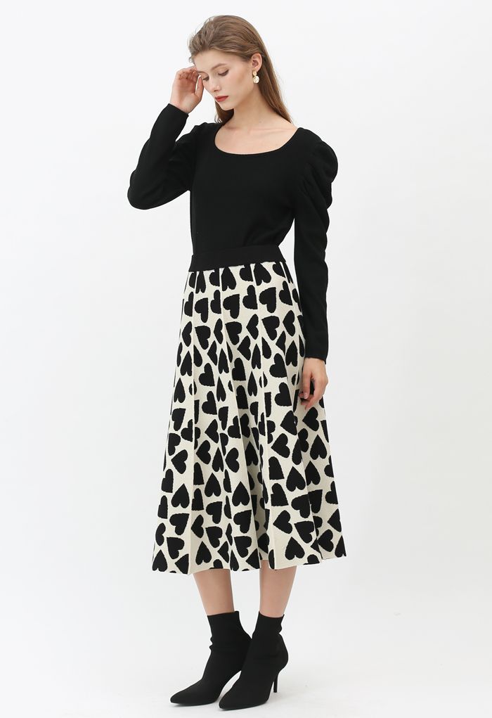 Full of Love A-Line Knit Midi Skirt in Cream - Retro, Indie and Unique ...