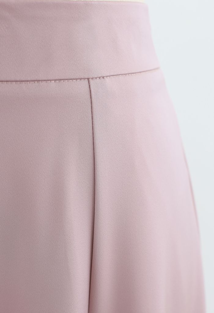Satin A-Line Midi Skirt in Pink - Retro, Indie and Unique Fashion