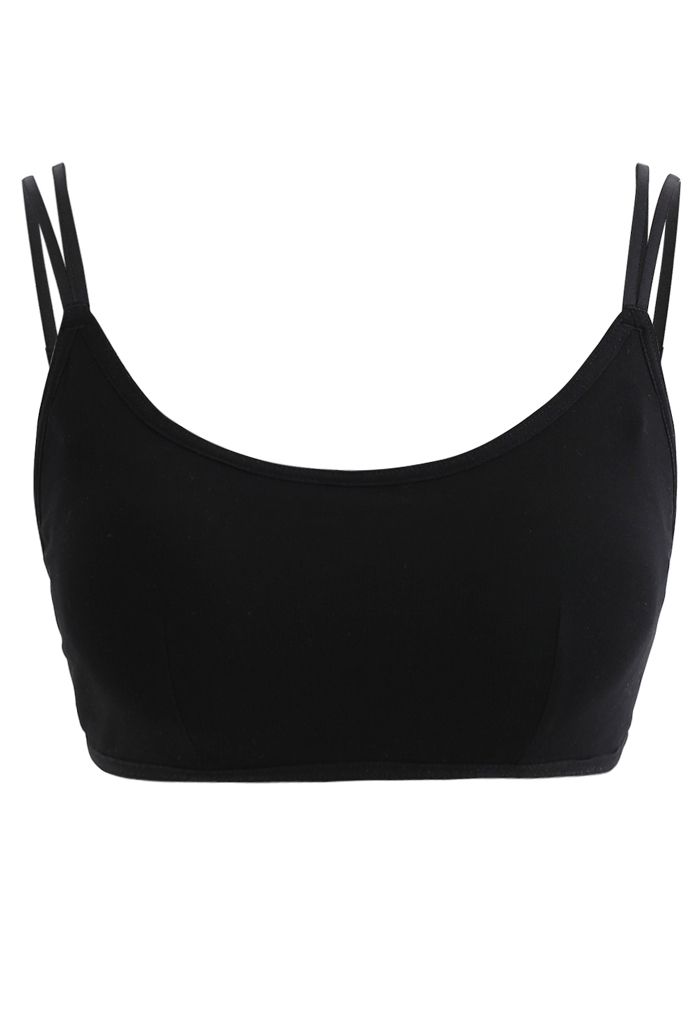 Double Straps Crisscross Back Bra Top in Black - Retro, Indie and ...