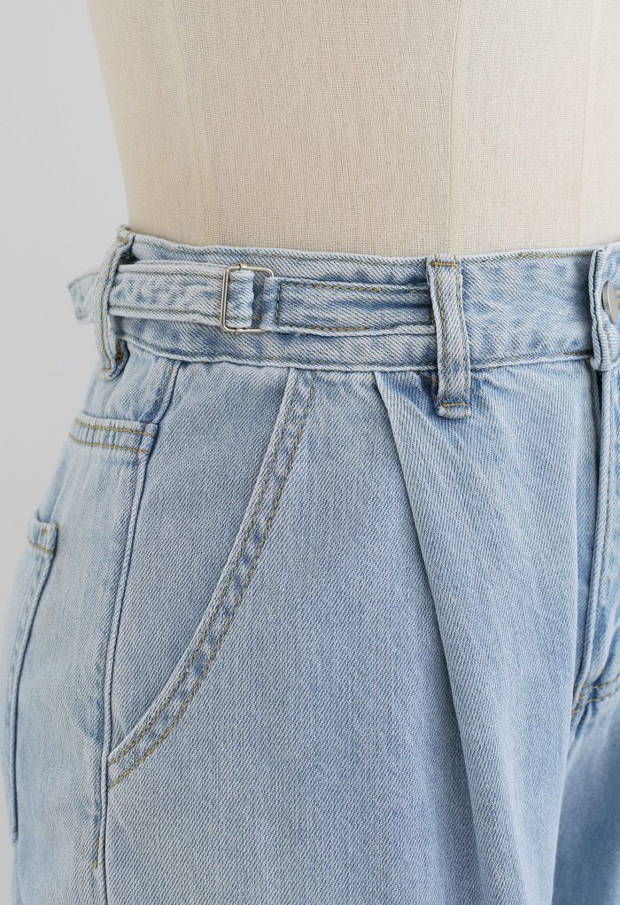 Jeans Light in Pocket Blue Retro, and Indie Wide-Leg Fashion - Belted Unique