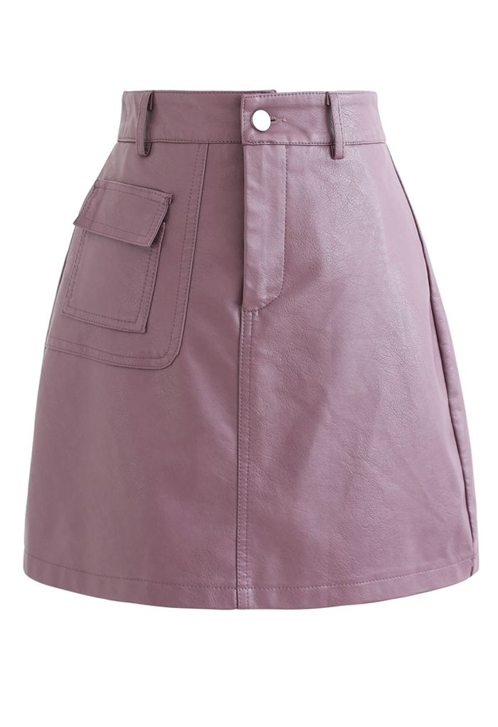 Pocket Faux Leather Texture Skirt in Black - Retro, Indie and Unique ...