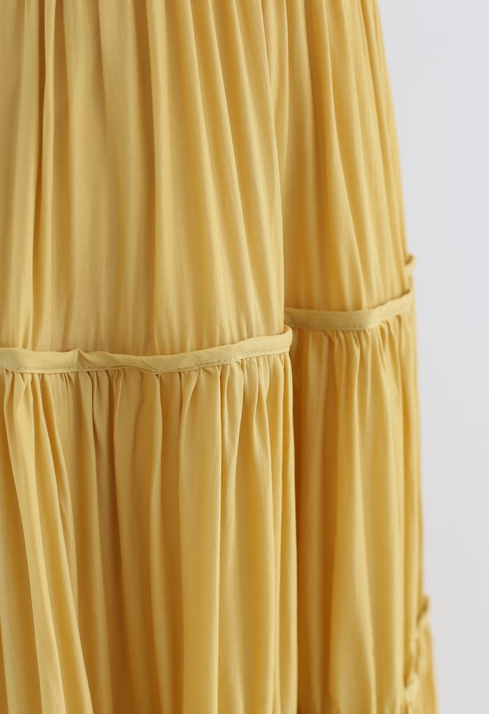 Swing Pleated Midi Skirt in Yellow