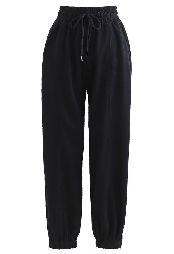 Drawstring Tapered Joggers in Black - Retro, Indie and Unique Fashion