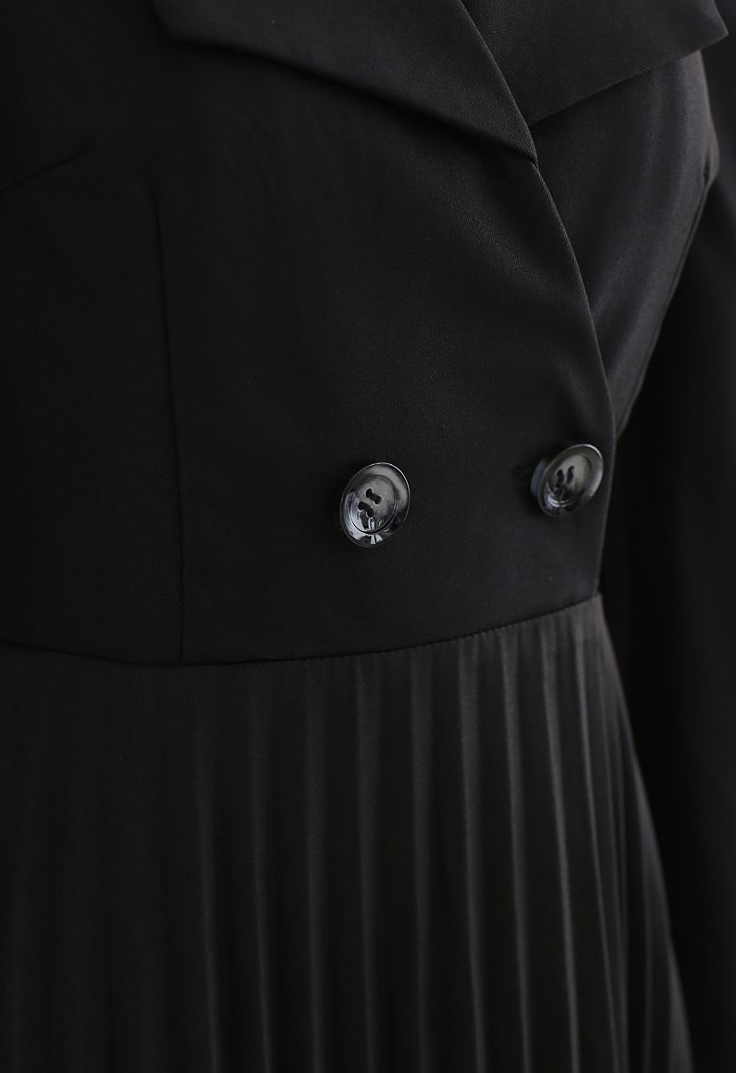 Asymmetric Pleated Buttoned Blazer Dress - Retro, Indie and Unique Fashion