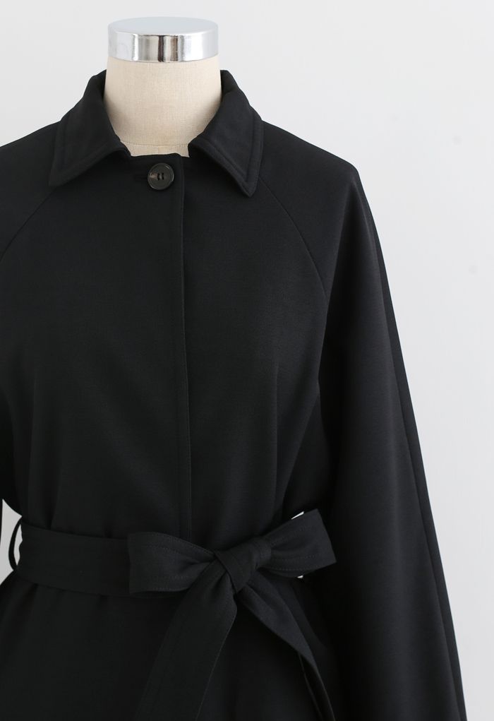 One Button Belted Longline Pocket Coat - Retro, Indie and Unique Fashion