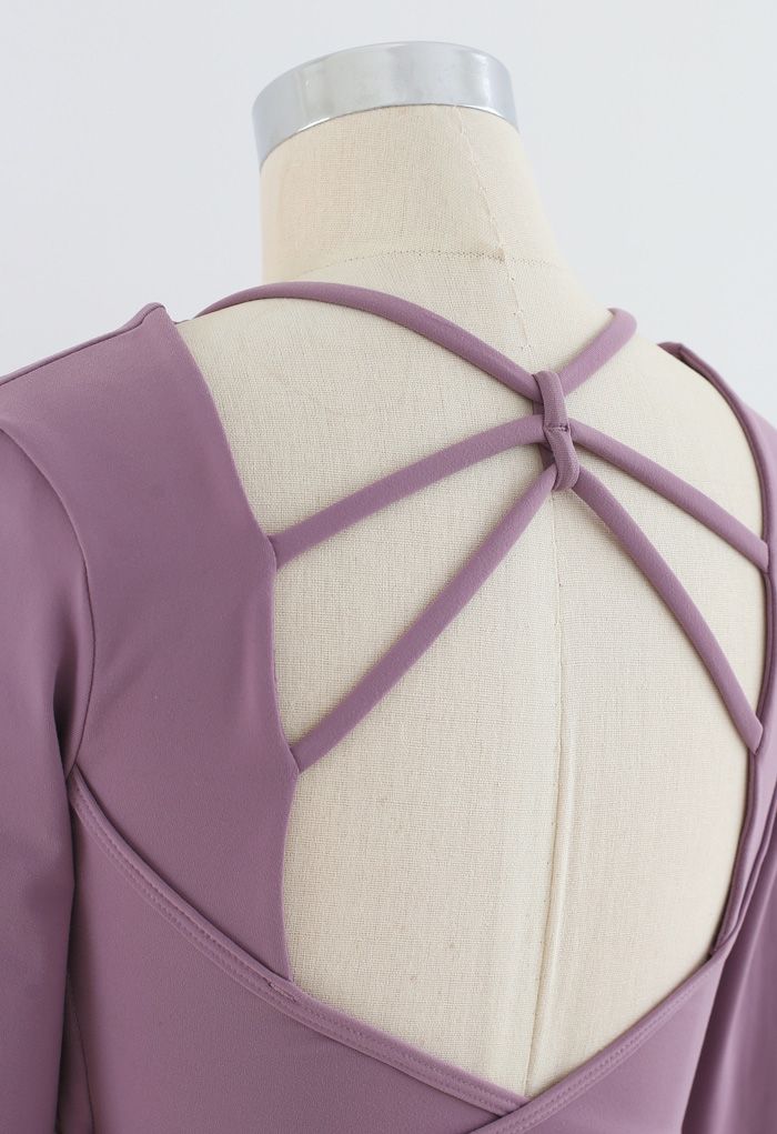 Crisscross Backless Crop Top in Purple