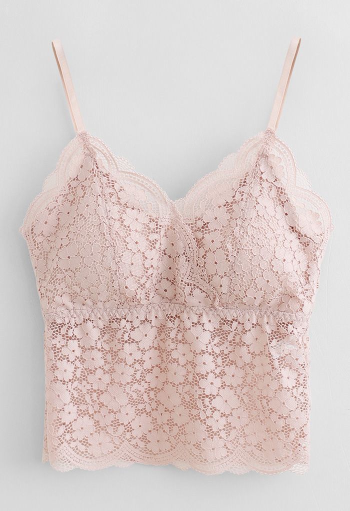 Lace Tank Top in Pink - Retro, Indie and