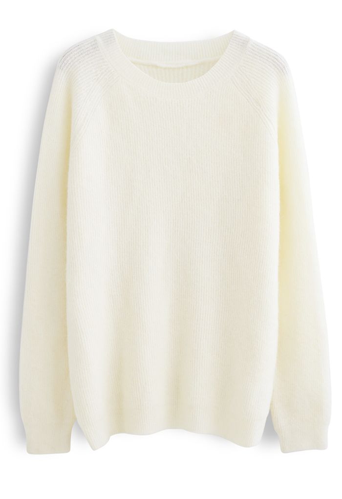 Soft Touch Oversized Knit in White - Retro, Indie and Unique Fashion