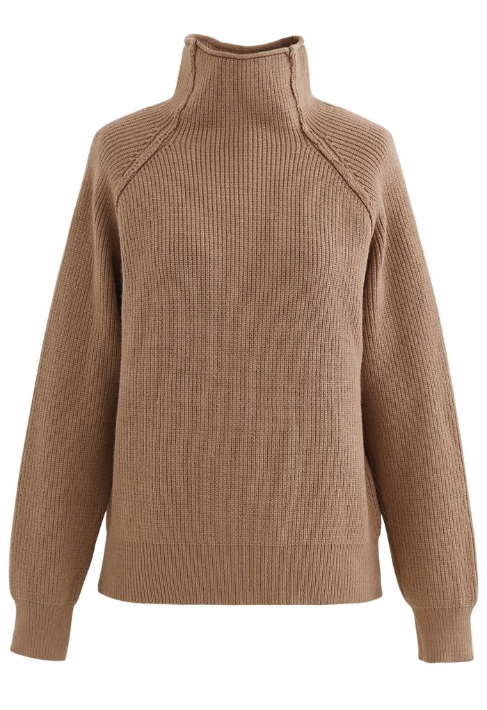 Heart and Soul Patched Knit Sweater in Caramel