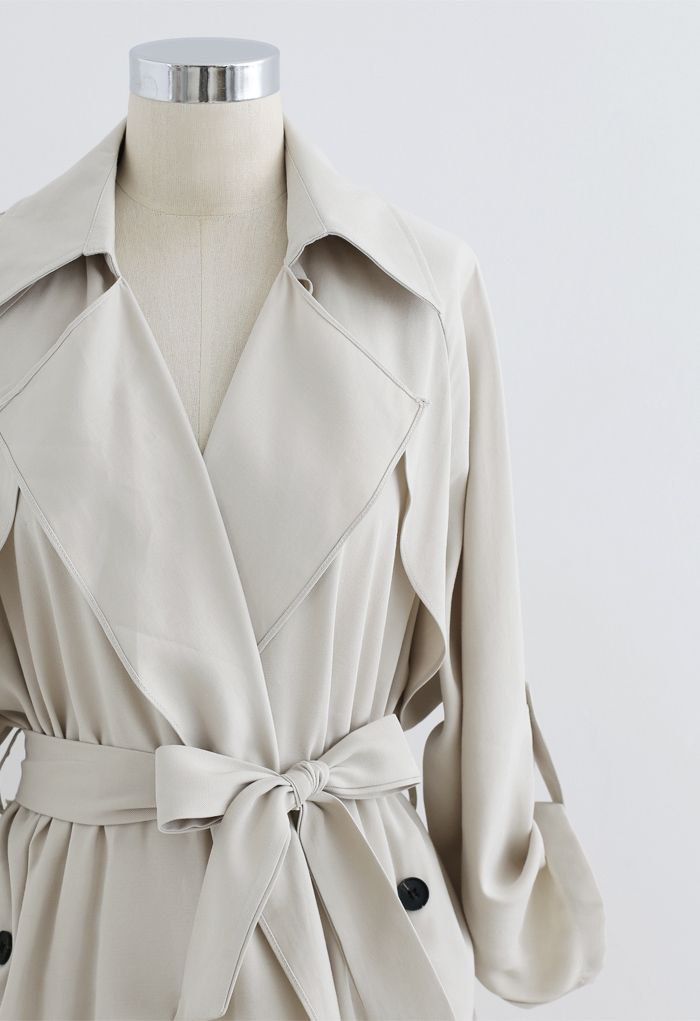 Drape Front Belted Trench Coat