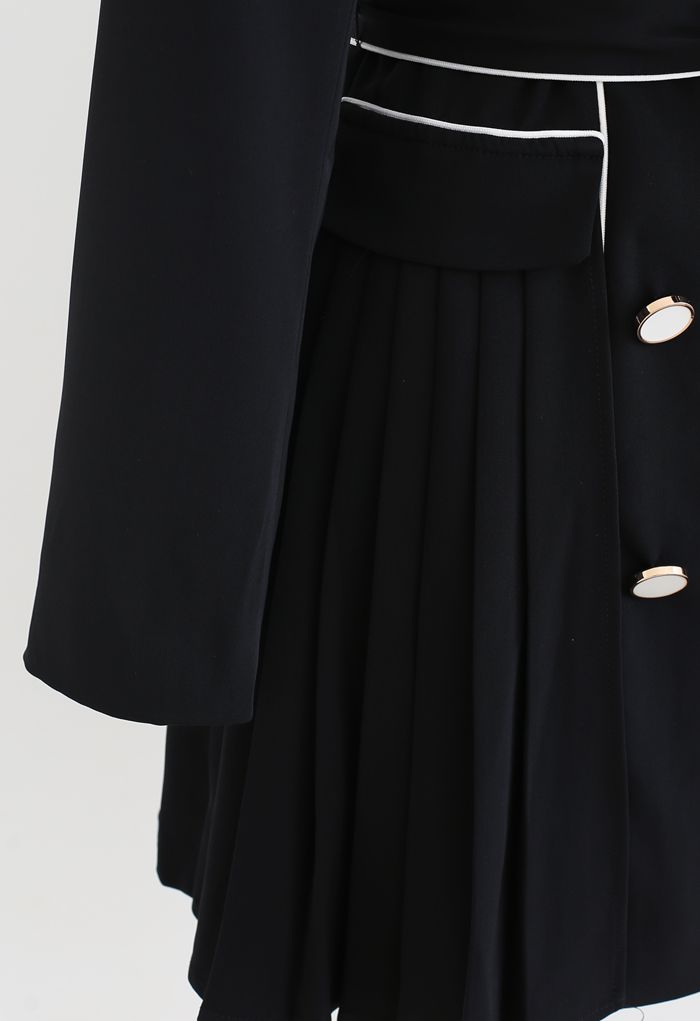 Black jacket dress with pleating