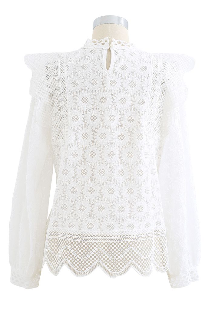 Sunflower Full Lace Long Sleeves Top in White - Retro, Indie and Unique ...