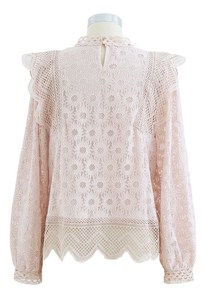 Sunflower Full Lace Long Sleeves Top in Pink - Retro, Indie and Unique ...