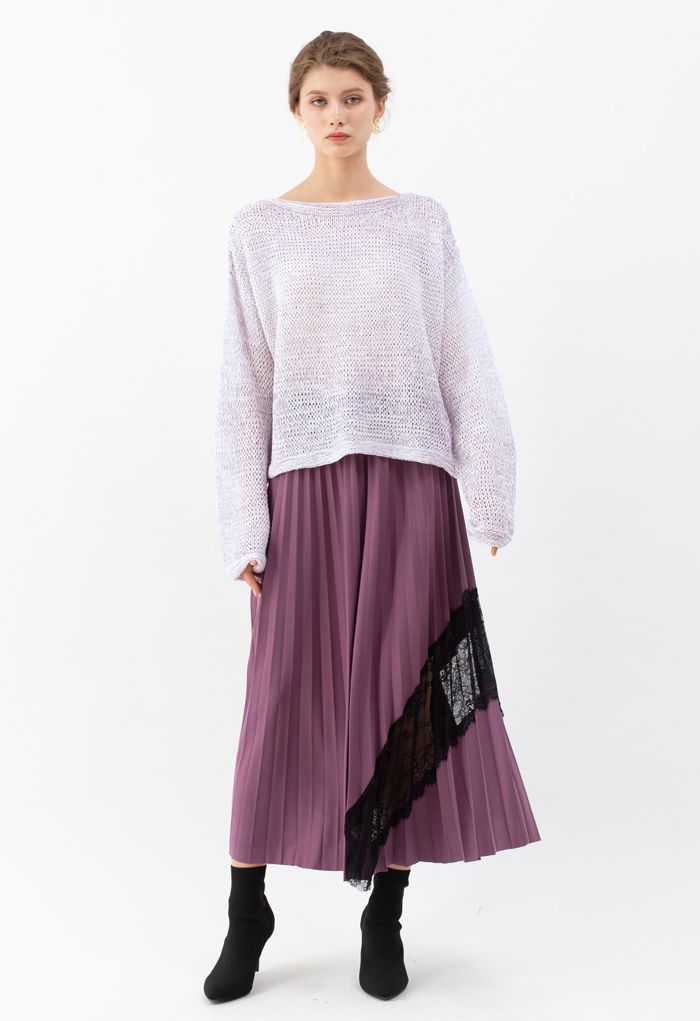 Variegated Open Knit Sweater in Lavender - Retro, Indie and Unique Fashion