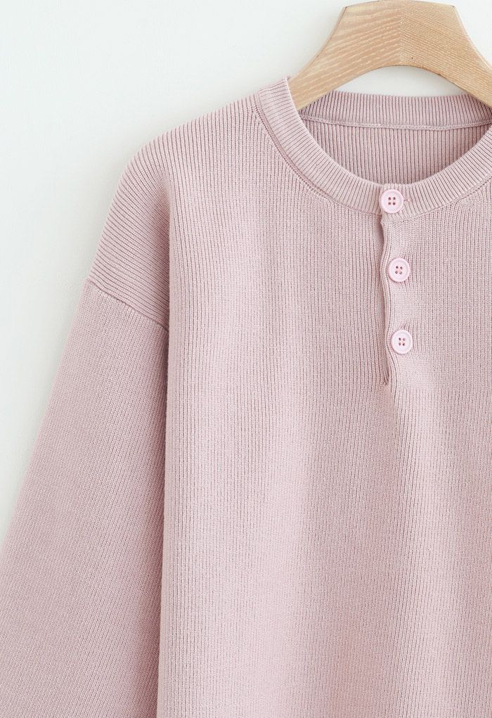 Buttoned Flare Sleeves Knit Sweater in Pink - Retro, Indie and Unique ...