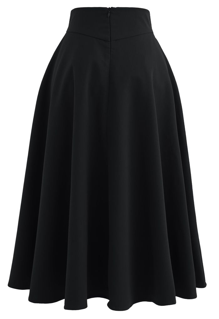 Classic Simplicity A-Line Midi Skirt in Black - Retro, Indie and Unique ...