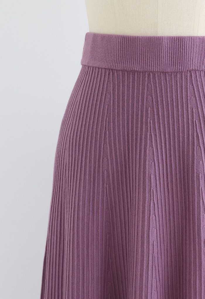 A-Line Lace Hem Knit Skirt in Purple - Retro, Indie and Unique Fashion