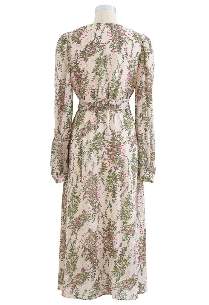 Floral Wrap Bowknot Chiffon Dress in Cream - Retro, Indie and Unique ...