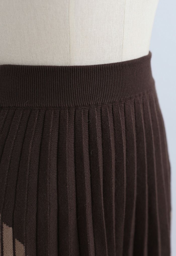 Color Blocked Pleated Knit Skirt - Retro, Indie and Unique Fashion