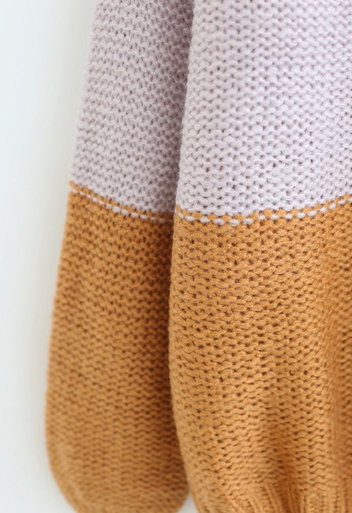 Block Striped Oversize Knit Sweater in Caramel